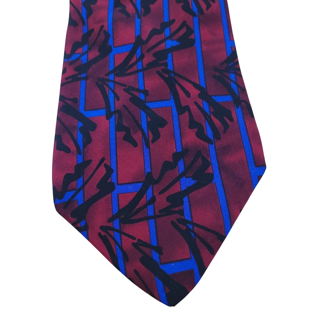 J Garcia Silk Tie Plant Person Collection 14 Red Blue Abstract Mens Vintage